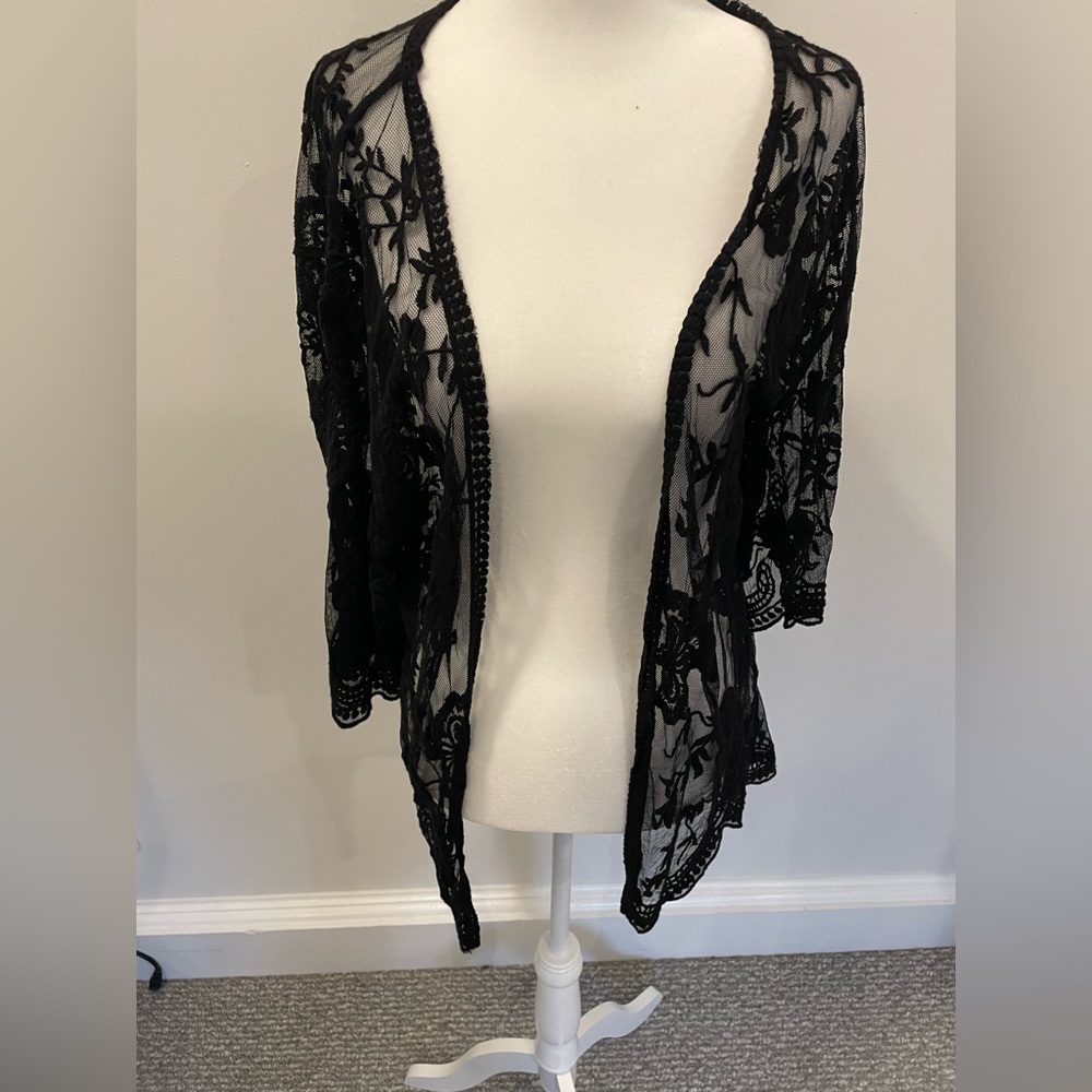 Womens Black Lace Aqua Top